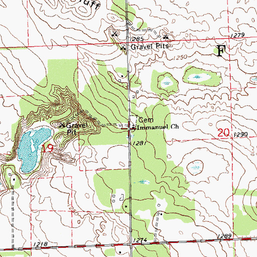 Topographic Map of Immanuel Church, MN