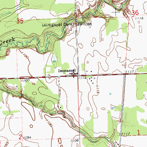 Topographic Map of Immanuel Church, MN
