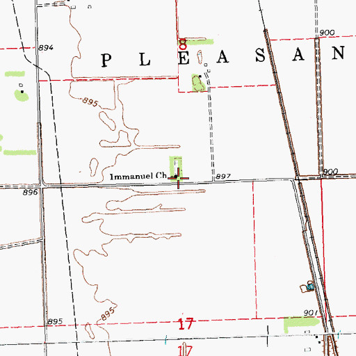 Topographic Map of Immanuel Church, MN