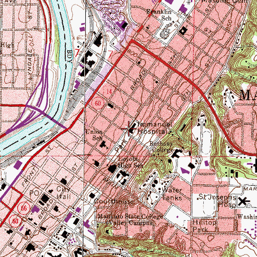 Topographic Map of Immanuel Hospital, MN