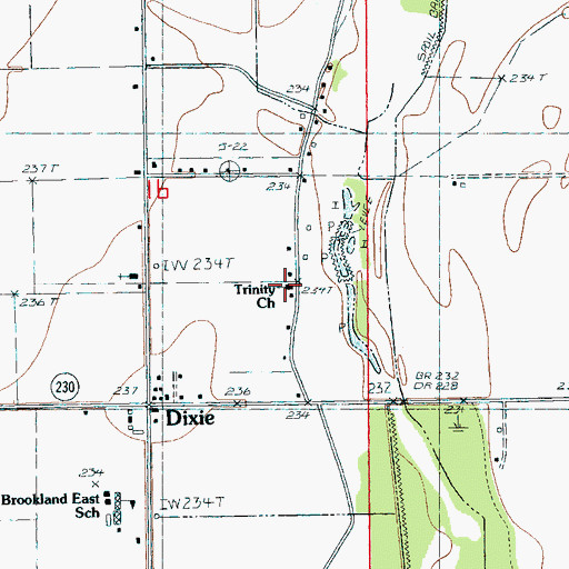 Topographic Map of Trinity Church, AR