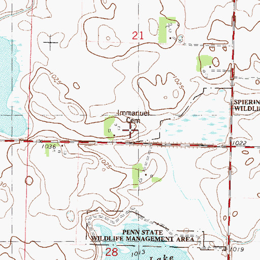 Topographic Map of Immanuel Cemetery, MN