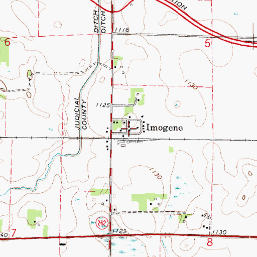 Topographic Map of Imogene, MN