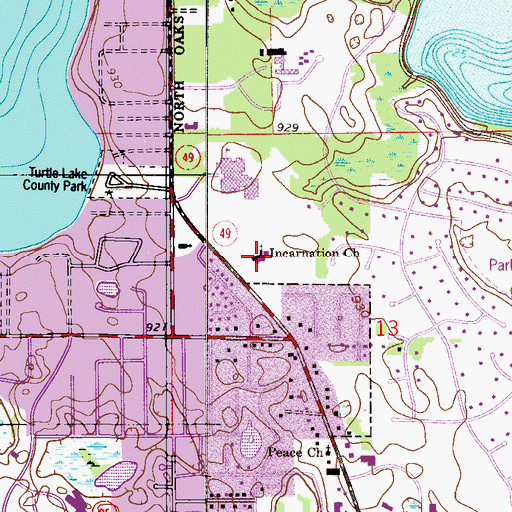 Topographic Map of Incarnation Church, MN