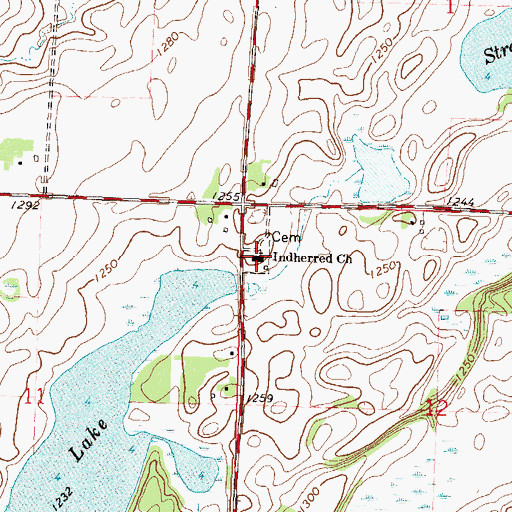 Topographic Map of Indherred Church, MN