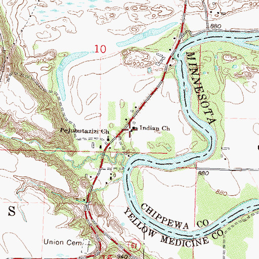 Topographic Map of Indian Church, MN