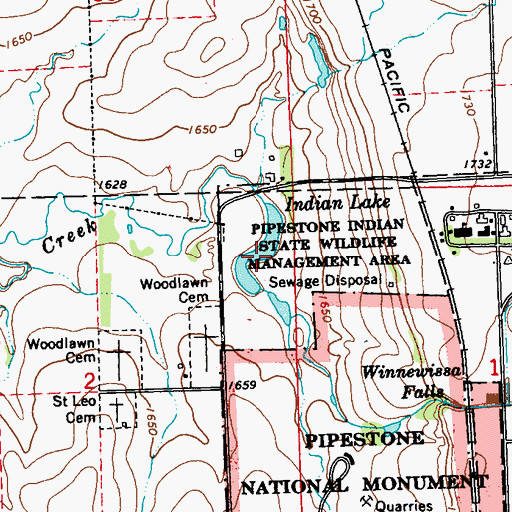 Topographic Map of Indian Lake, MN