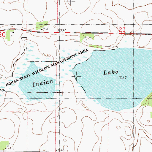 Topographic Map of Indian Lake, MN
