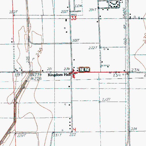 Topographic Map of Kingdom Hall, AR