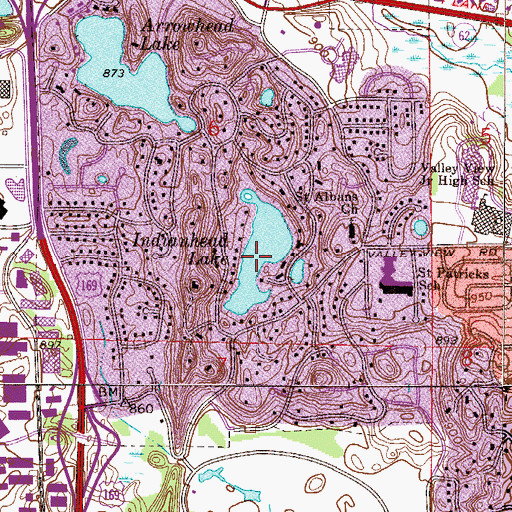 Topographic Map of Indianhead Lake, MN