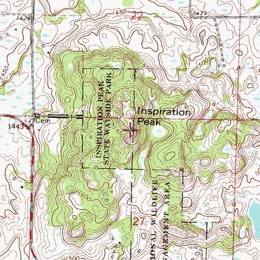 Topographic Map of Inspiration Peak, MN
