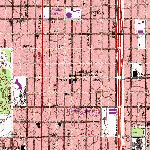 Topographic Map of Institute of the Incarnation, MN