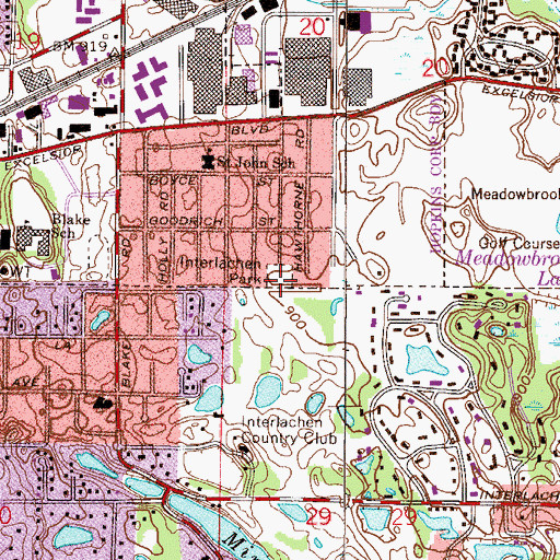 Topographic Map of Interlachen Park, MN