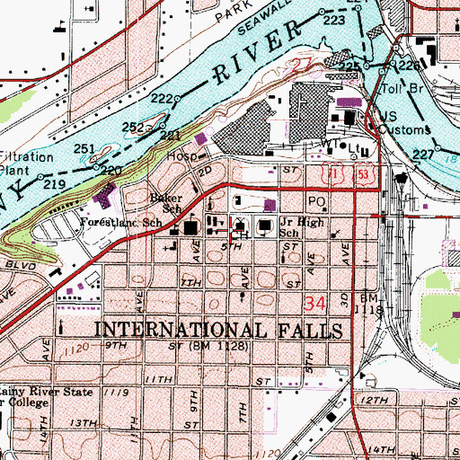 Topographic Map of International Falls, MN