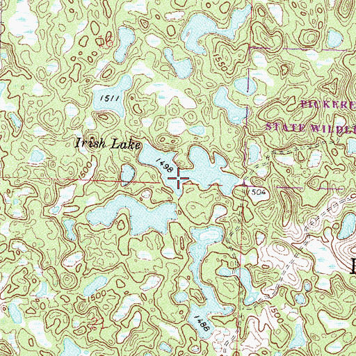 Topographic Map of Irish Lake, MN