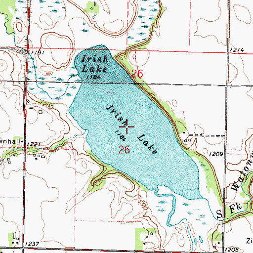Topographic Map of Irish Lake, MN