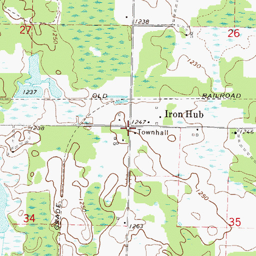 Topographic Map of Iron Hub, MN