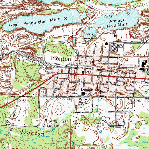 Topographic Map of Ironton, MN