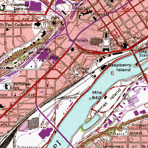 Topographic Map of Irvine Park, MN