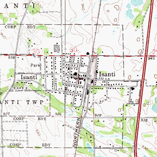 Topographic Map of Isanti, MN