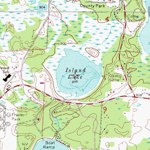 Topographic Map of Island Lake, MN