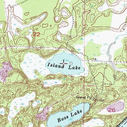 Topographic Map of Island Lake, MN