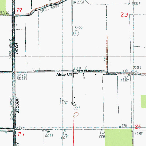 Topographic Map of Alsup Church, AR