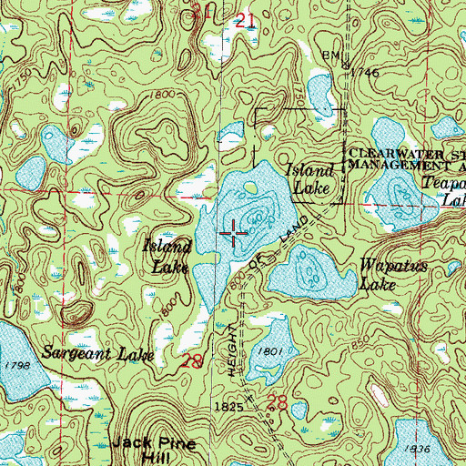 Topographic Map of Island Lake, MN