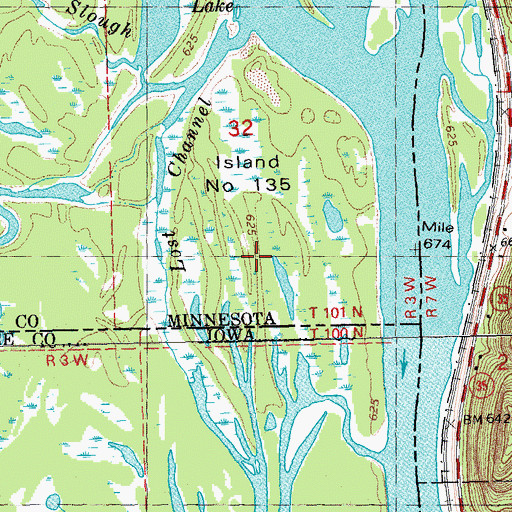 Topographic Map of Island Number One Hundred Thirtyfive, MN