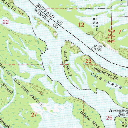 Topographic Map of Island Number Fiftyseven, MN