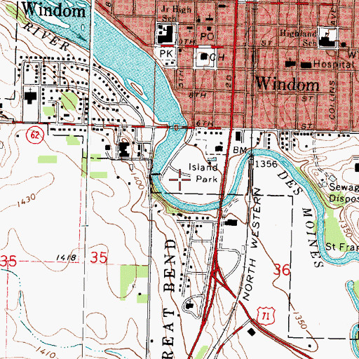 Topographic Map of Island Park, MN