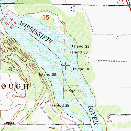 Topographic Map of Island Thirtysix, MN