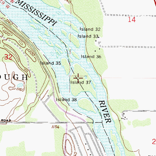 Topographic Map of Island Thirtyseven, MN