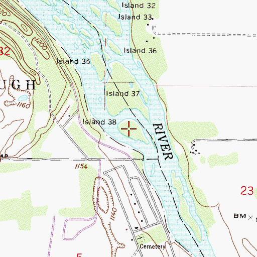 Topographic Map of Island Thirtyeight, MN