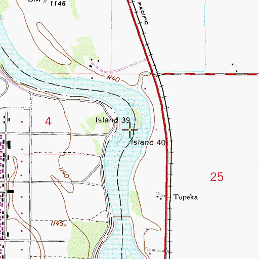 Topographic Map of Island Forty, MN