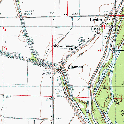 Topographic Map of Claunch, AR