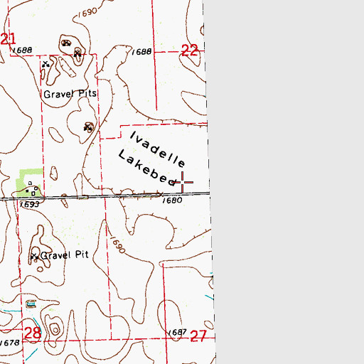 Topographic Map of Ivadelle Lakebed, MN