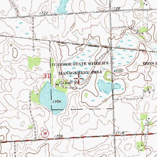 Topographic Map of Ivanhoe State Wildlife Management Area, MN