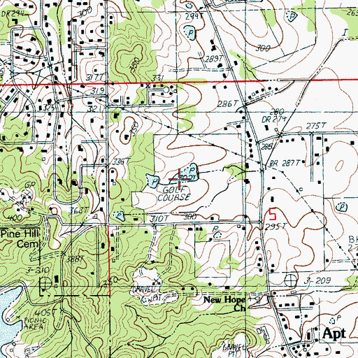 Topographic Map of Craig Hills Public Golf Course, AR