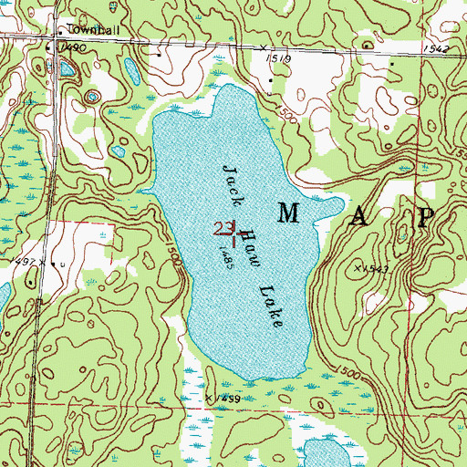 Topographic Map of Jack Haw Lake, MN
