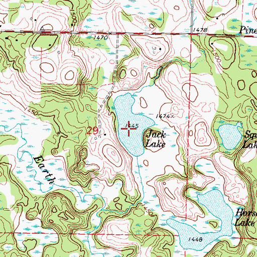 Topographic Map of Jack Lake, MN