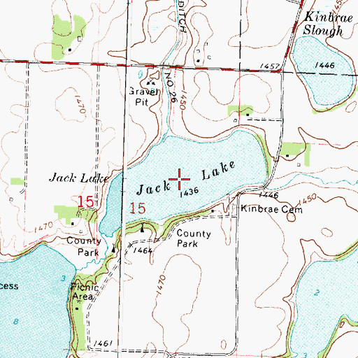 Topographic Map of Jack Lake, MN