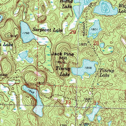 Topographic Map of Jack Pine Hill, MN