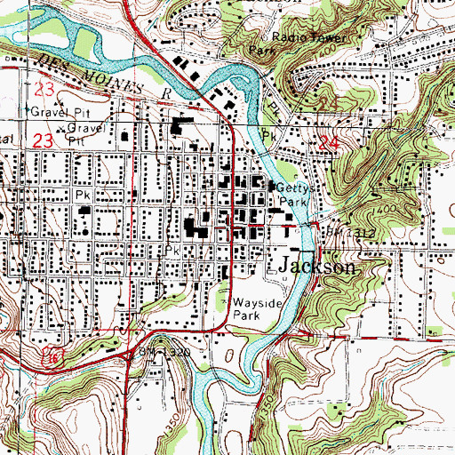 Topographic Map of Jackson, MN