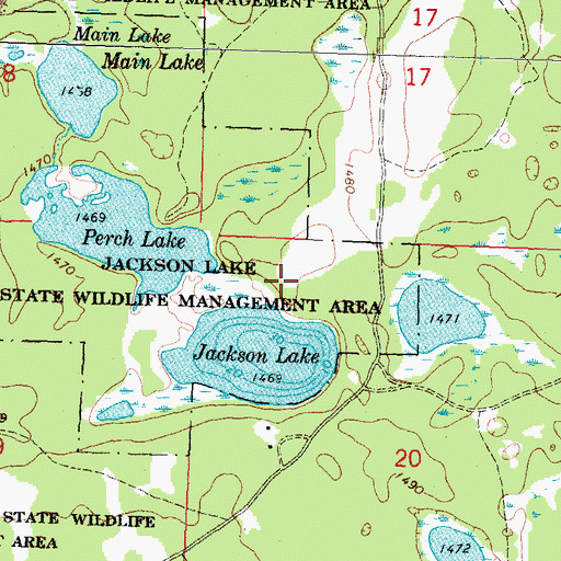 Topographic Map of Jackson Lake State Wildlife Management Area, MN