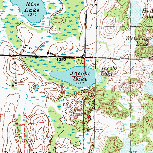 Topographic Map of Jacobs Lake, MN