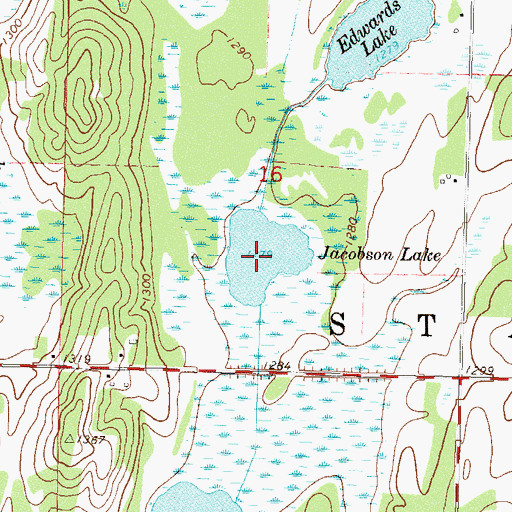 Topographic Map of Jacobson Lake, MN