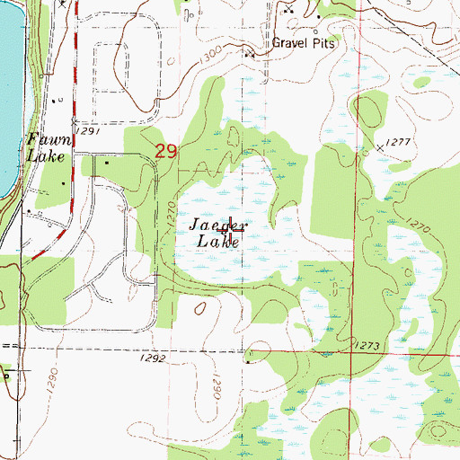 Topographic Map of Jaeger Lake, MN