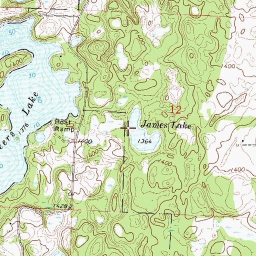 Topographic Map of James Lake, MN