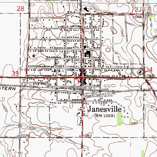 Topographic Map of Janesville, MN